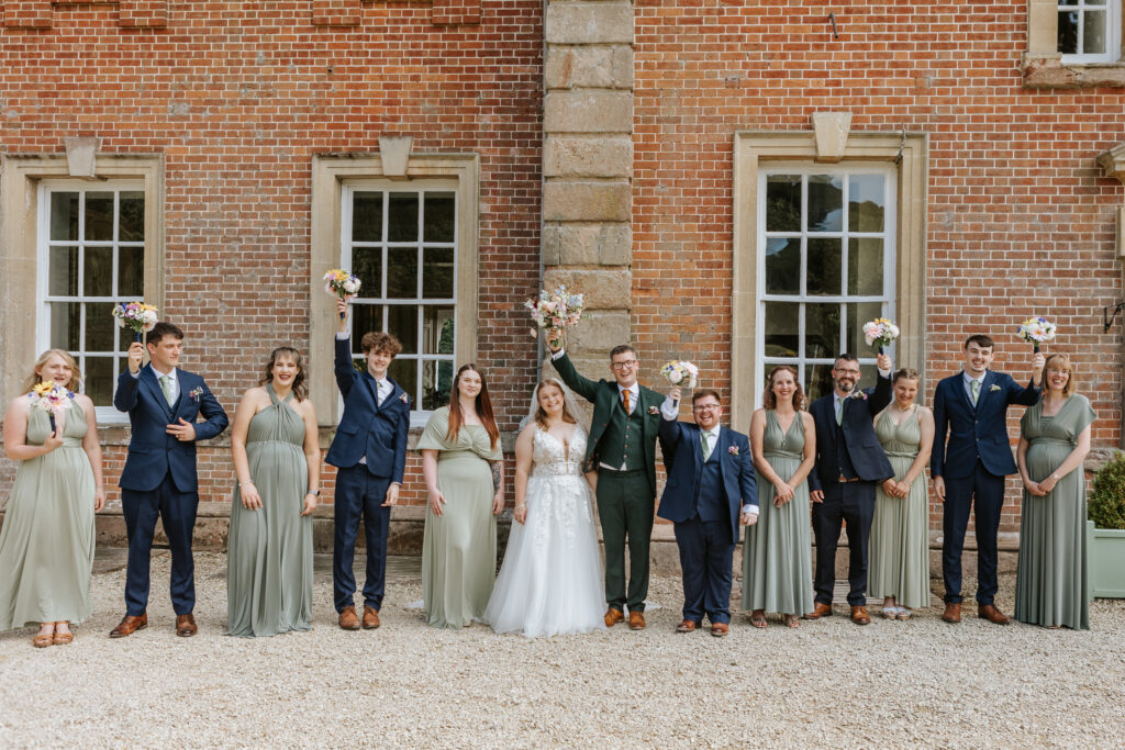 Bridal Party Photos in the gardens at Crowcombe Court during a summer wedding in Somerset, captured by a Crowcombe Court wedding photographer.