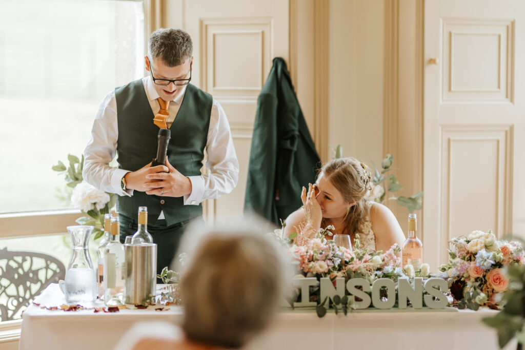 Speeches at Crowcombe Court during a summer wedding in Somerset, captured by a Crowcombe Court wedding photographer.