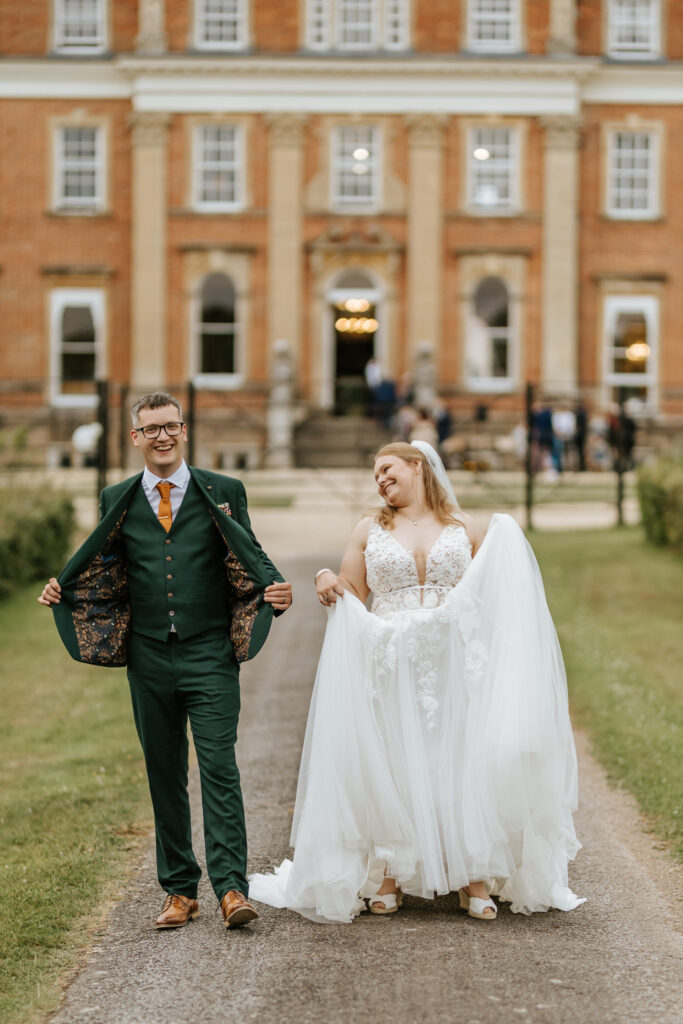 Newlywed Photos in the gardens at Crowcombe Court during a summer wedding in Somerset, captured by a Crowcombe Court wedding photographer.