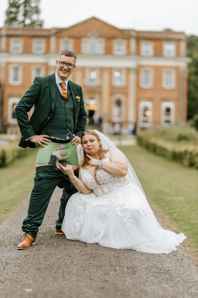 Couple Photos in the gardens at Crowcombe Court during a summer wedding in Somerset, captured by a Crowcombe Court wedding photographer.