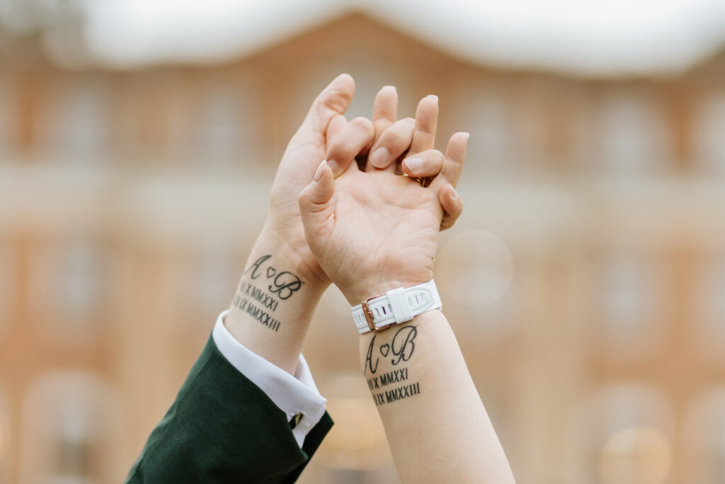 Couple Photos in the gardens at Crowcombe Court during a summer wedding in Somerset, captured by a Crowcombe Court wedding photographer.