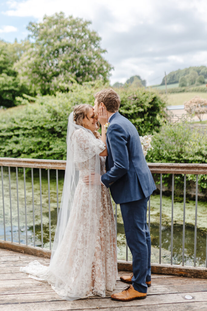 Couple portraits on the balcony at Priston Mill near Bath
