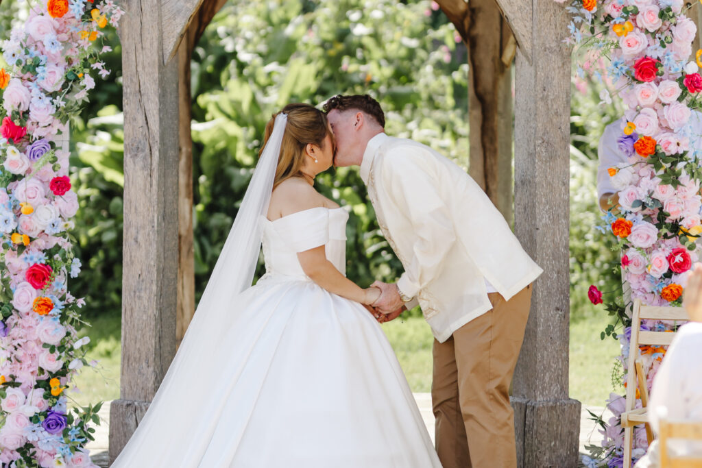 First kiss at Priston Mill near Bath
